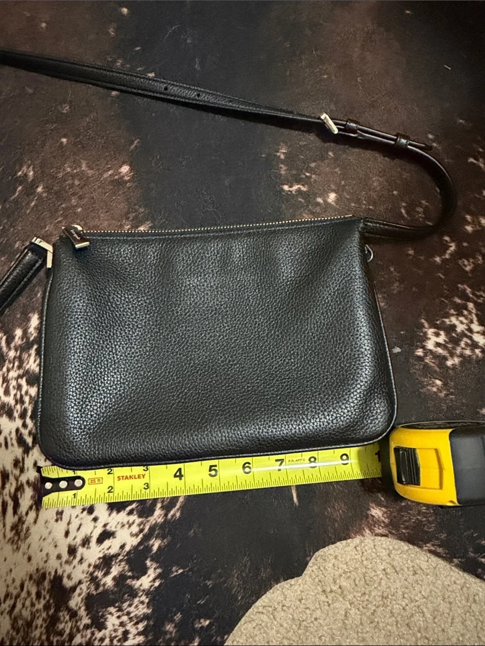 kate spade Black Pebbled Leather Crossbody Pouch with Gold Logo